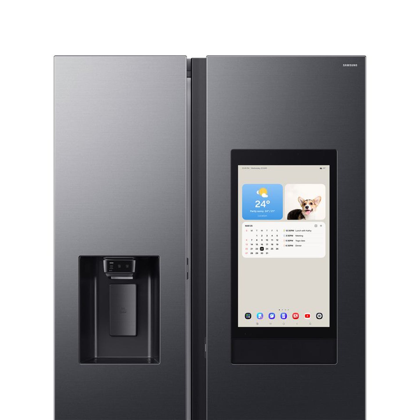 Samsung 594L AI Family Hub Side By Side Fridge with Water Dispenser Dark Grey
