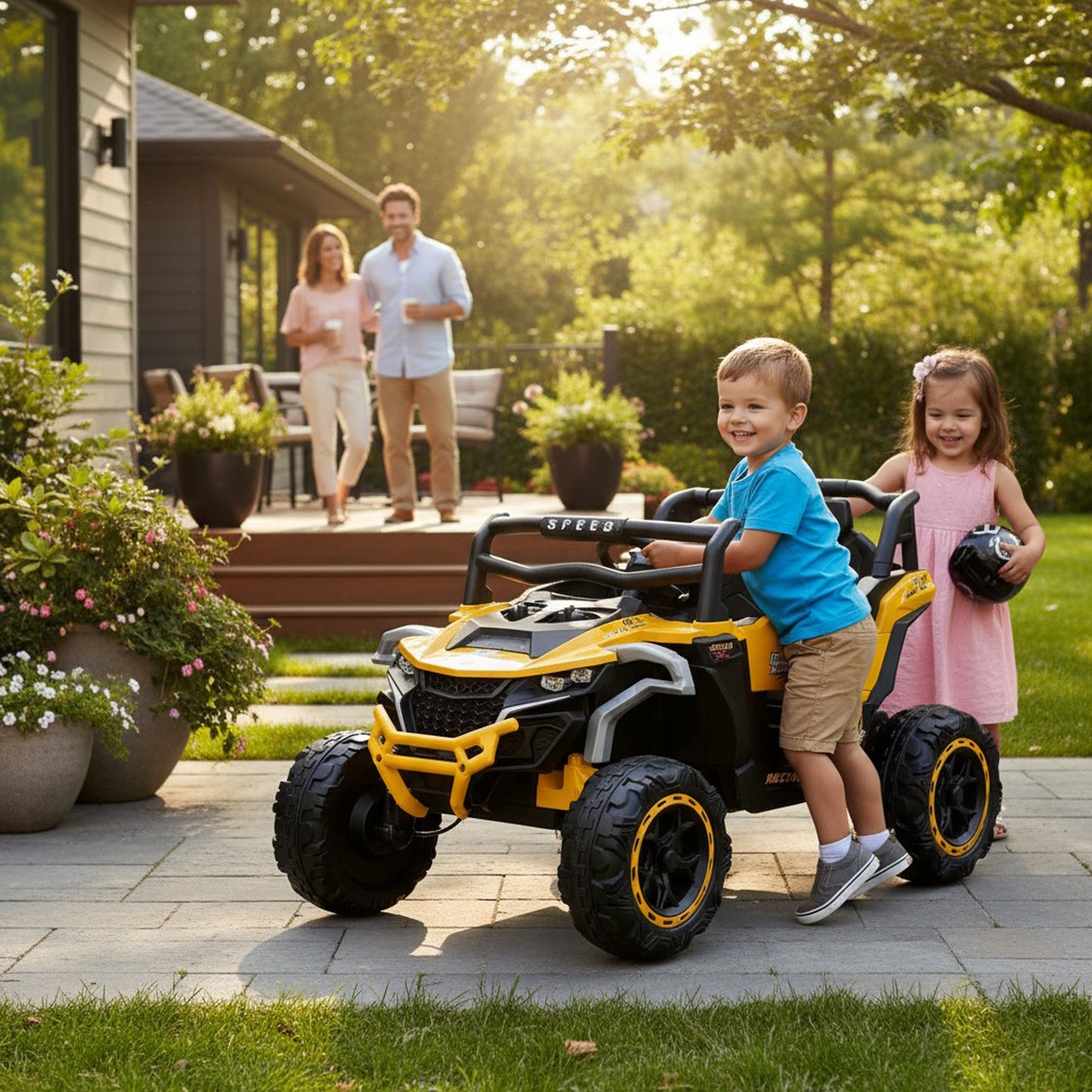 Sand Master Kids Ride On Electric Bike Yellow