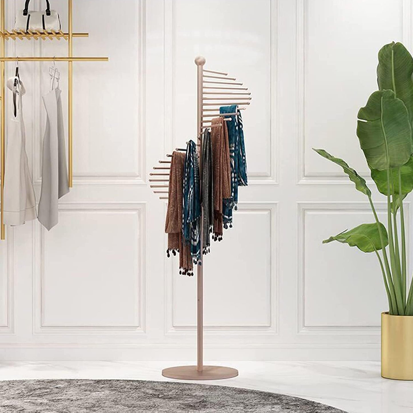 Exotic Designs Spiral Design Scarf Holder Display Rack Rose Gold