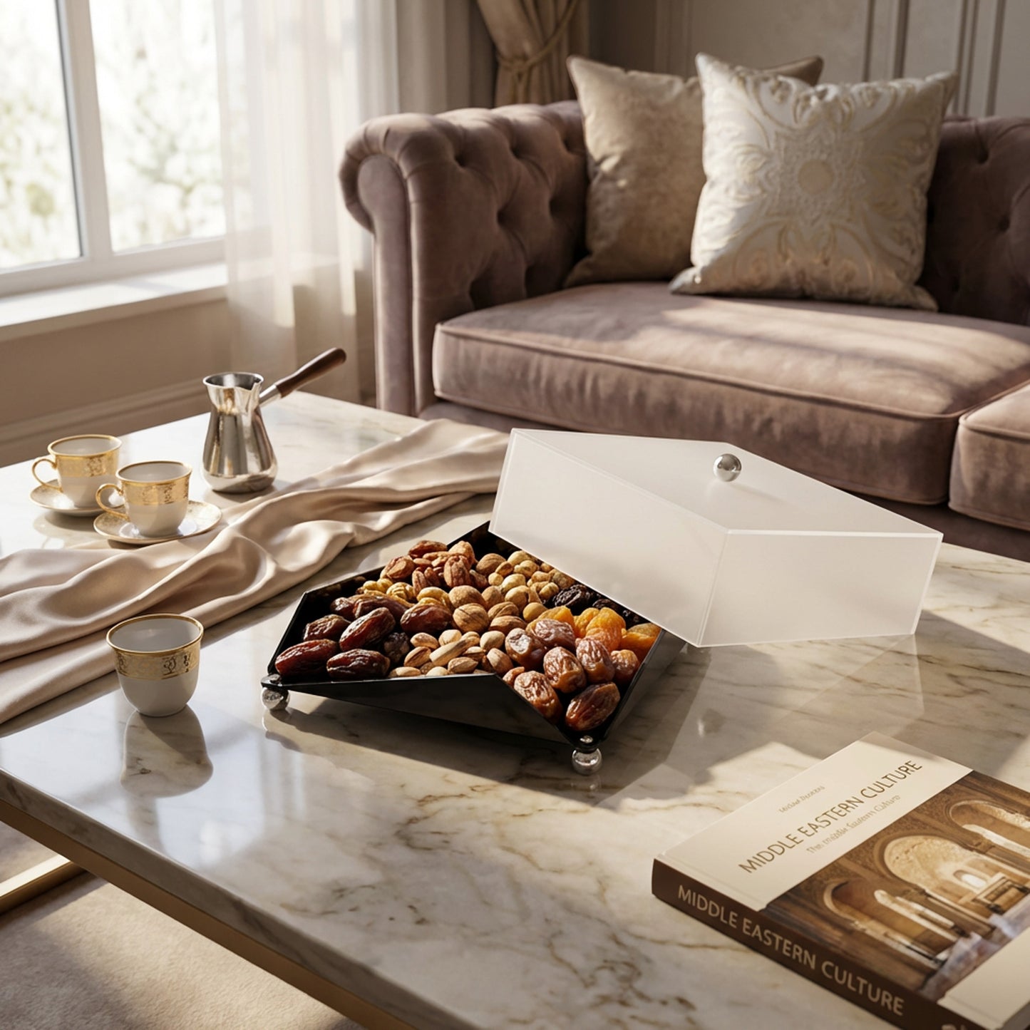 Square Acrylic Serving Tray with Dome Black