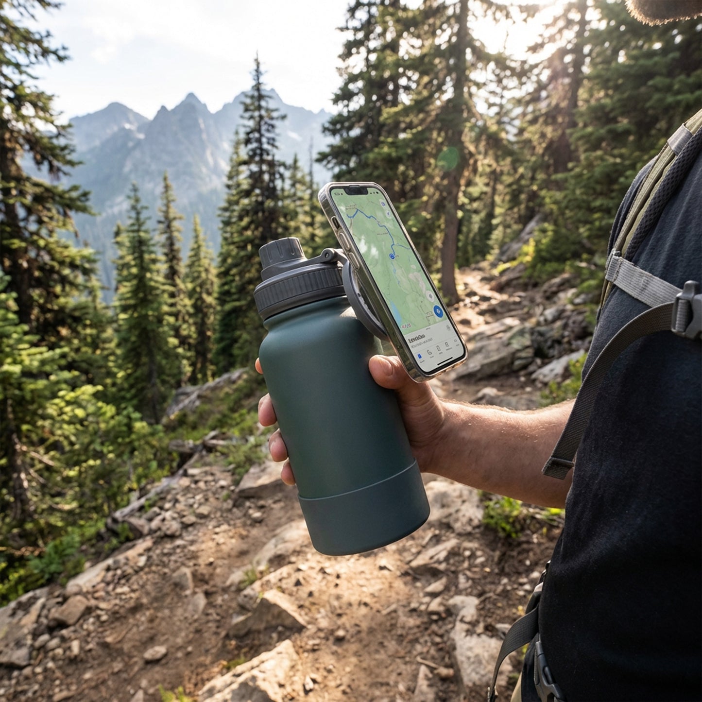 650ml Cellphone Holder Flask Green