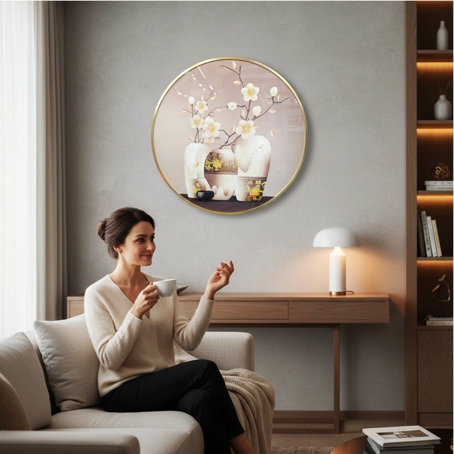 Flowers in Vase Painting Multicoloured