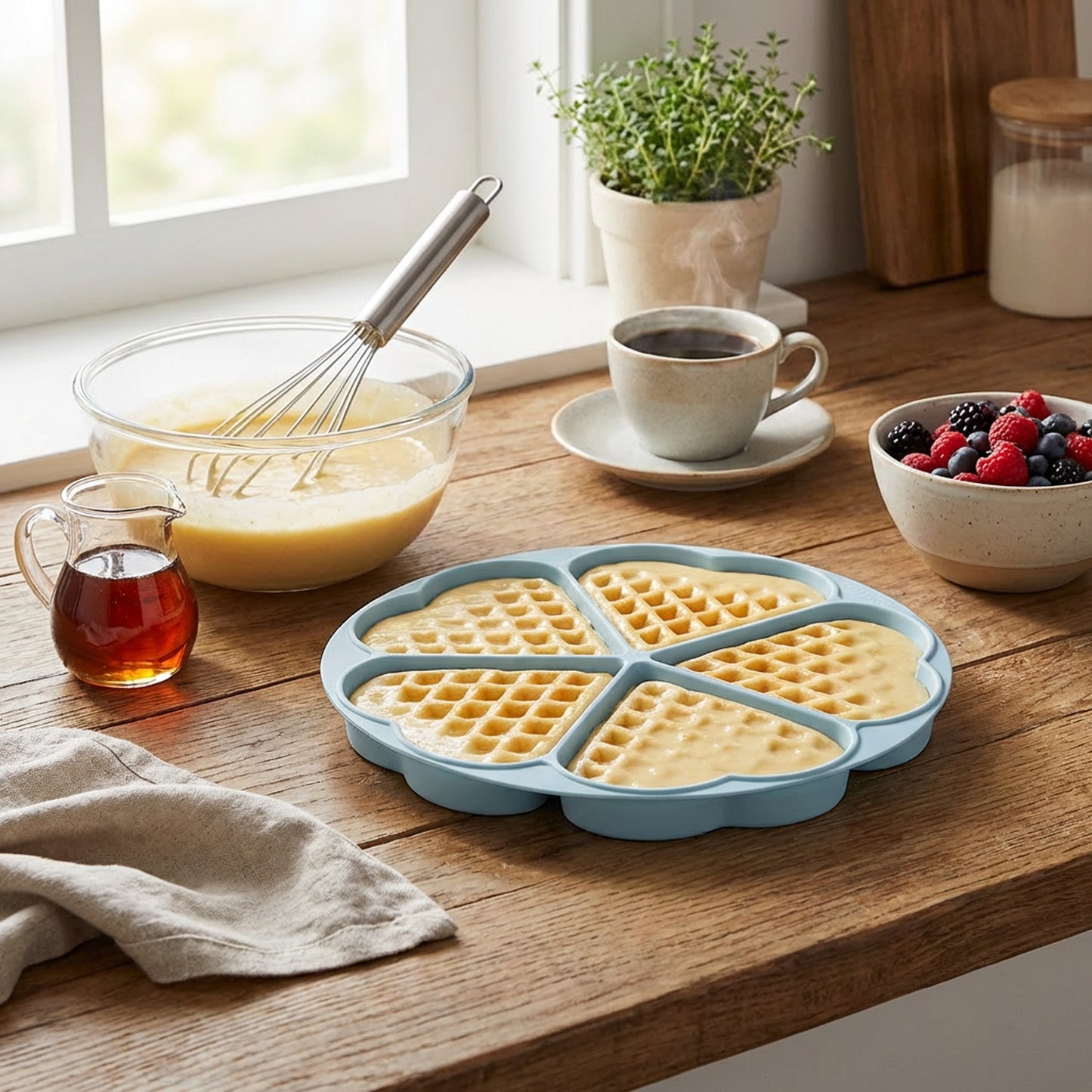 Silicone Waffle Mould Blue