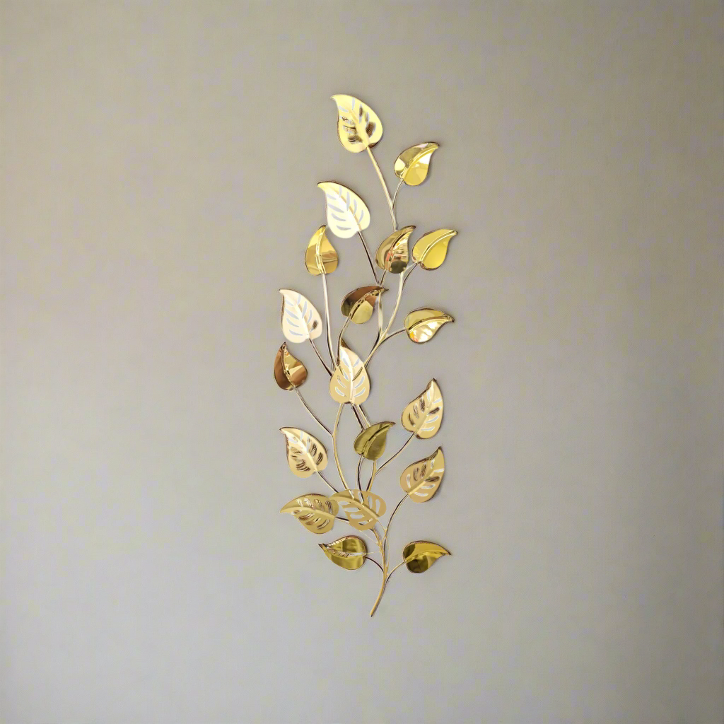 Urban Decor Leaf Design Wall Art Gold
