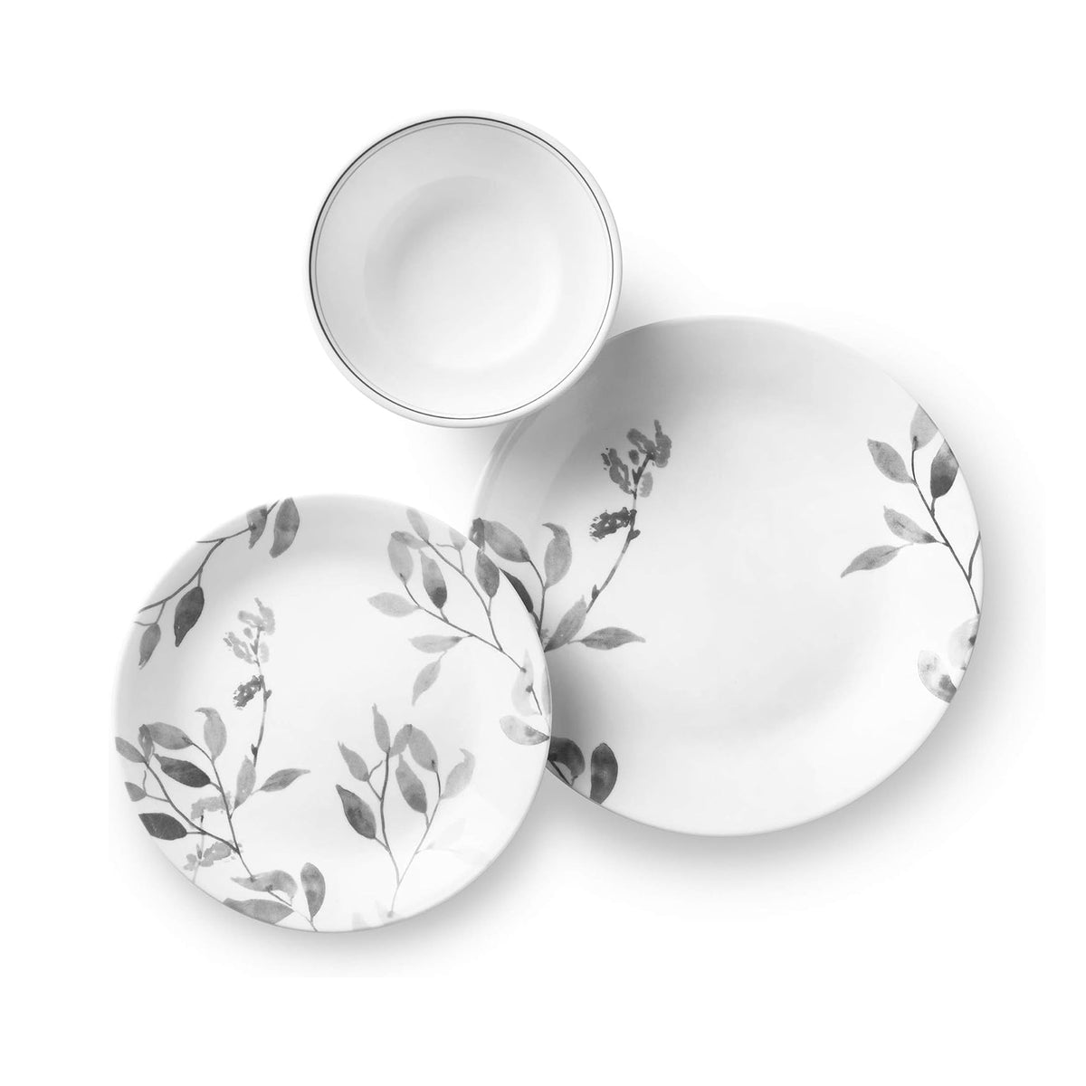 Corelle Boutique Misty Leaves 12 Piece Dinner Set White