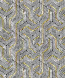 TC Wallpaper 1.2 x 3m Maze - Grey & Gold