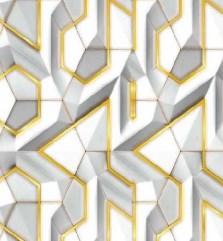 TC Wallpaper 1.2 x 3m Hexagon - Platinum & Gold