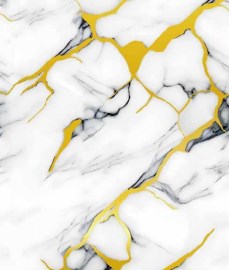 TC Wallpaper 1.2 x 3m Crackle Marble - Snow White & Gold