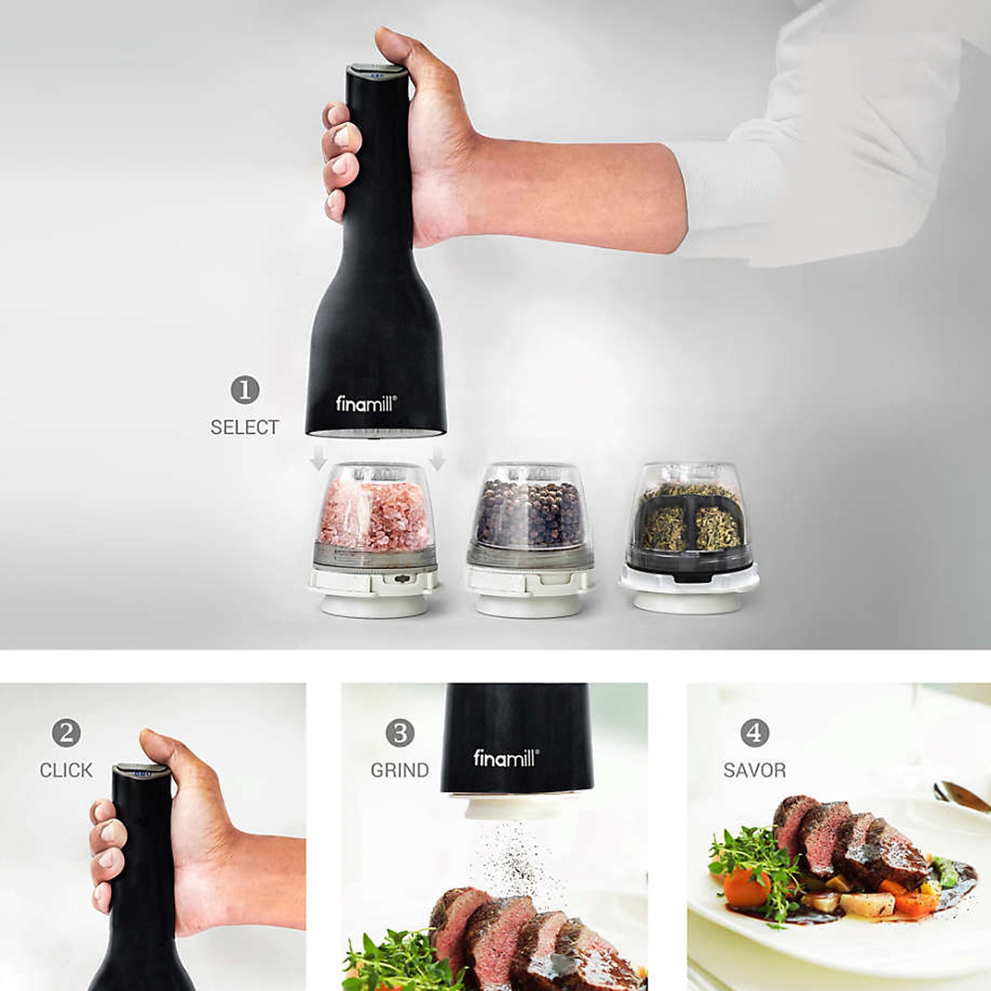 Finamill Battery Operated Grinder Midnight Black