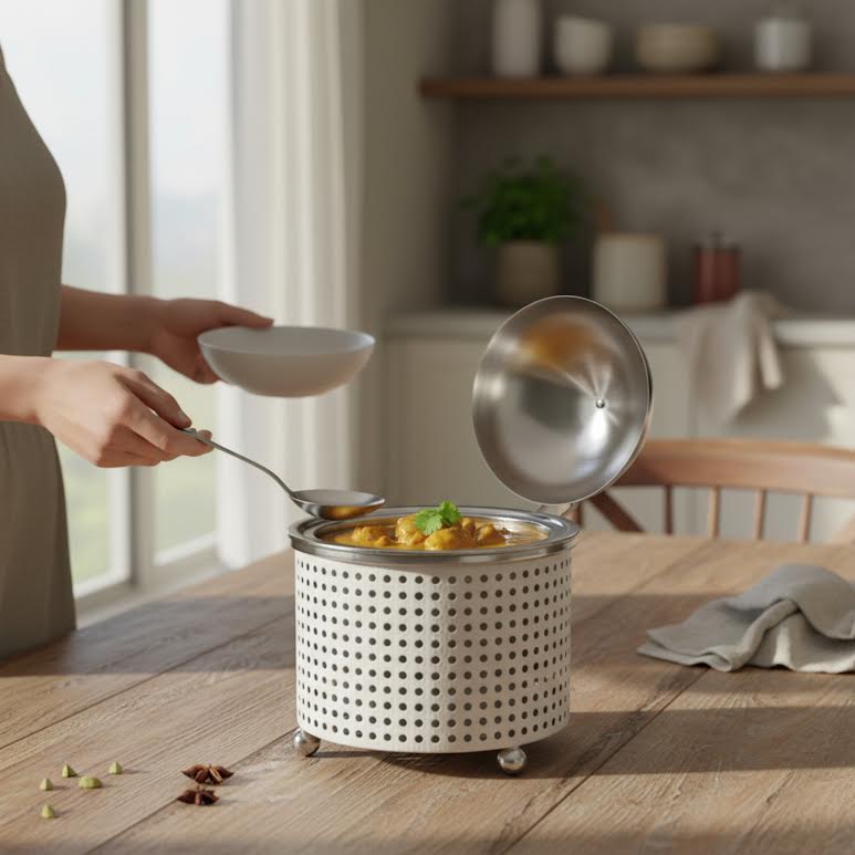 1.5Lt Chafing Dish with Mesh Design White & Stainless Steel