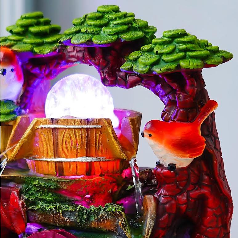 Bird Design Tabletop Indoor Water Fountain Multicoloured