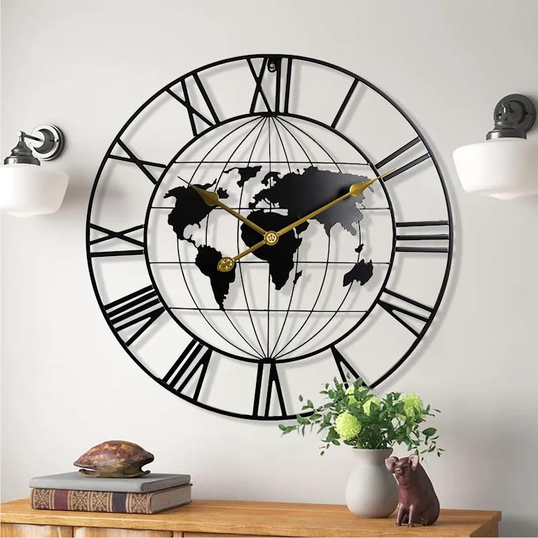 Minimalist Modern Round Silent Non Ticking Battery Operated Wall Clock Black