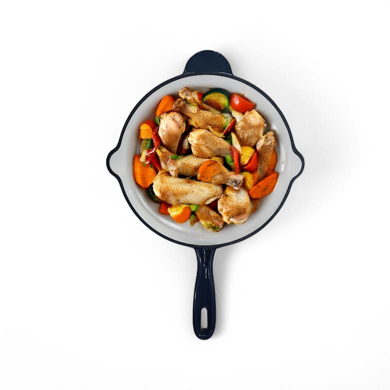 Aqua Enamel Cast Iron Fry Pan Grey