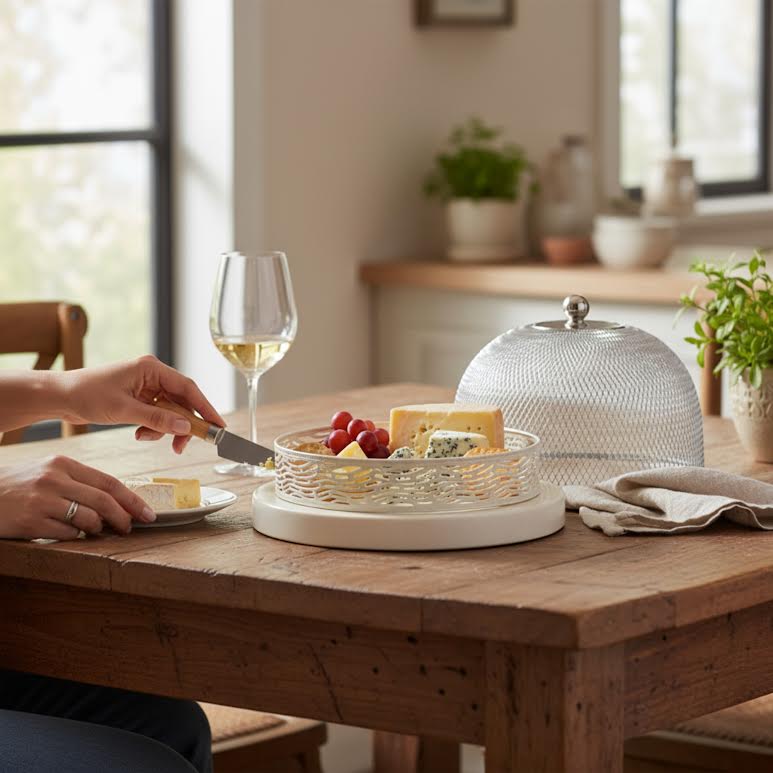 Cake Stand with Mesh Dome Cream