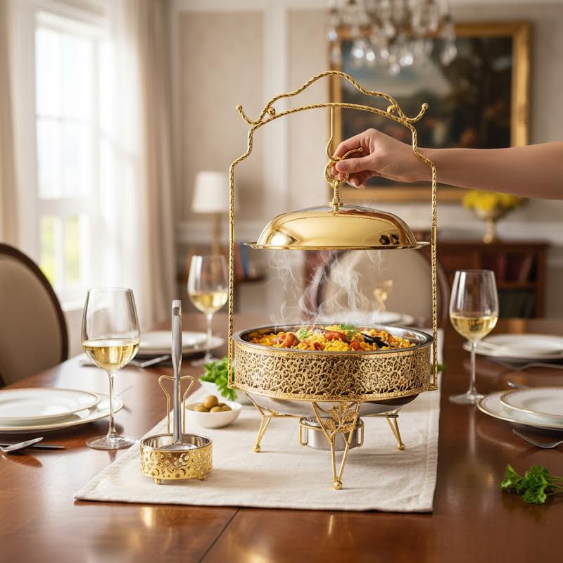 4Lt Chafing Dish with Spoon Gold