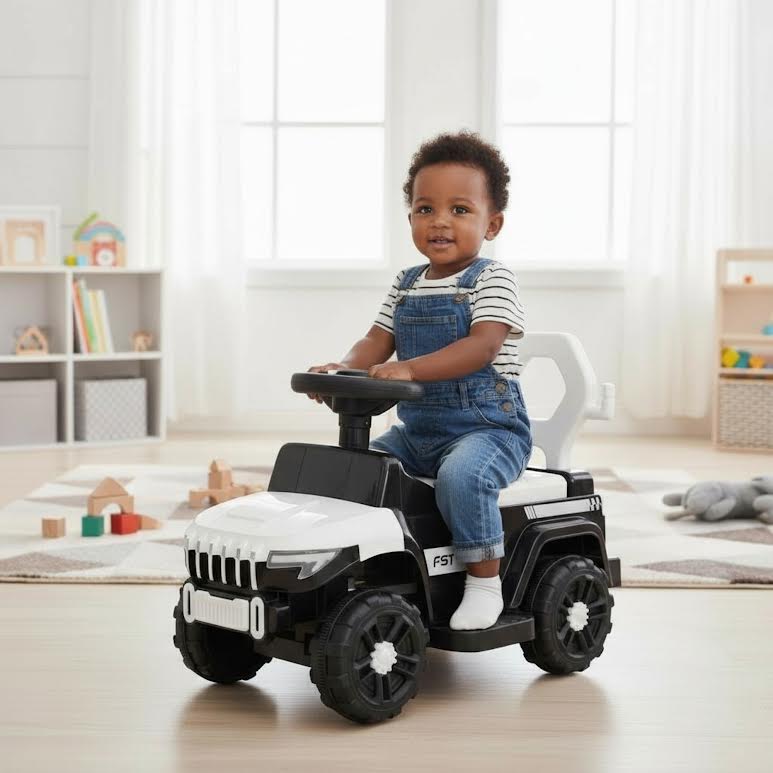 Kids Ride On 4 Wheel Car Black & White