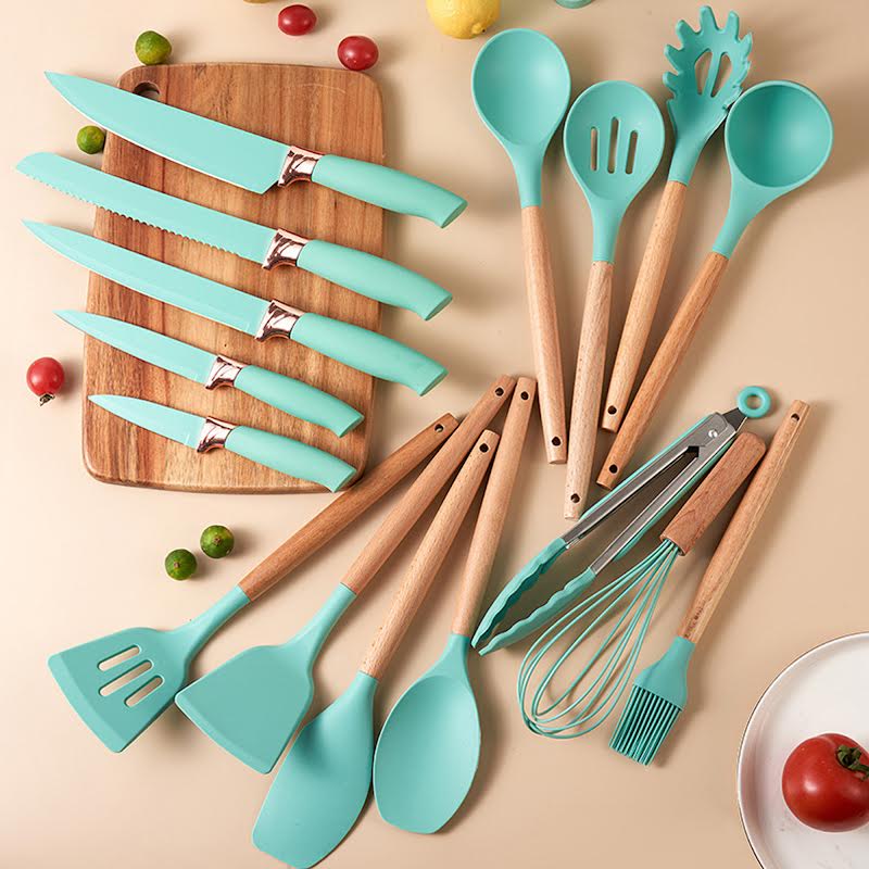 19 Piece Kitchen Utensil Set Dark Green