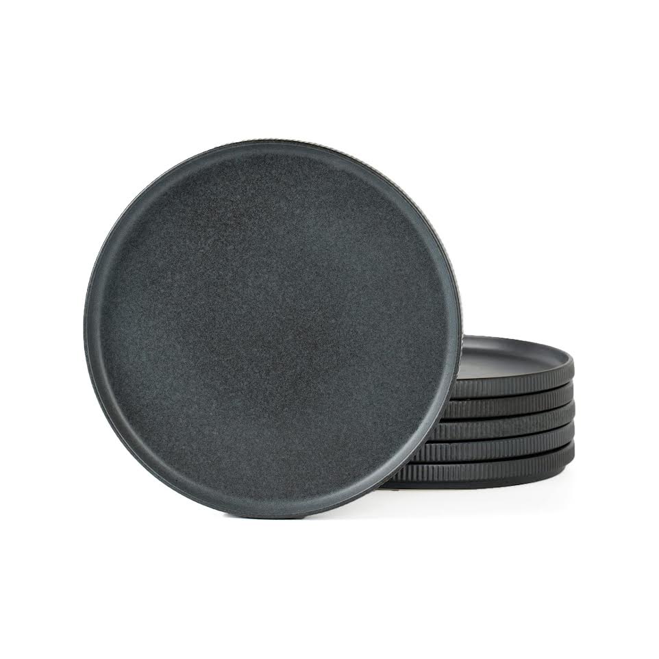 Kitchen Life Ceramic Ribbed Side Plate Charcoal
