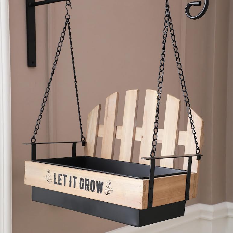 Wall Hanging Bench Planter Black