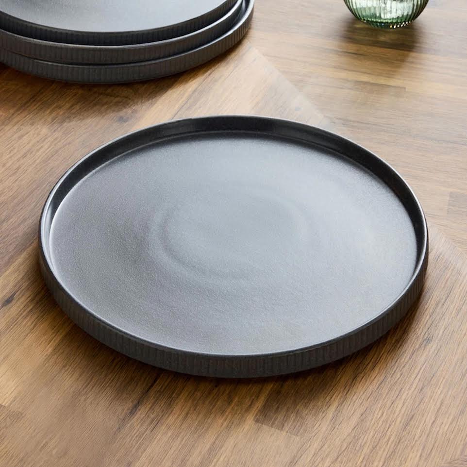 Kitchen Life Ceramic Ribbed Side Plate Charcoal