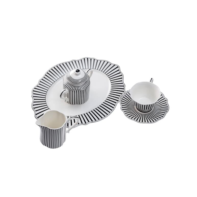 Jenna Clifford Ivory Noir 35cm Oval Platter Black & White