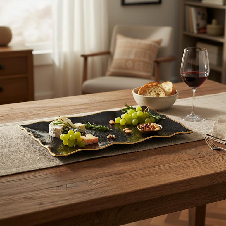 40.5 x 23cm Rectangular Platter Black