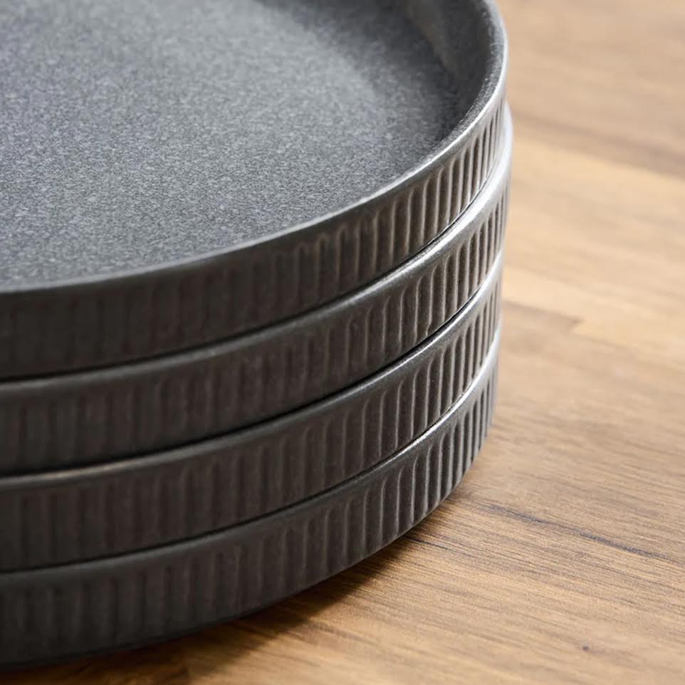 Kitchen Life Ceramic Ribbed Side Plate Charcoal