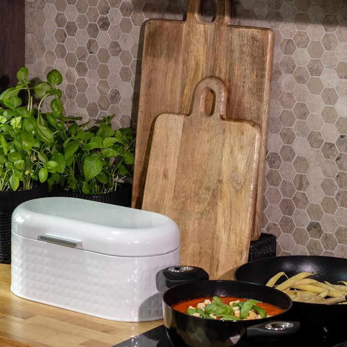 CH Diamond Bread Bin White