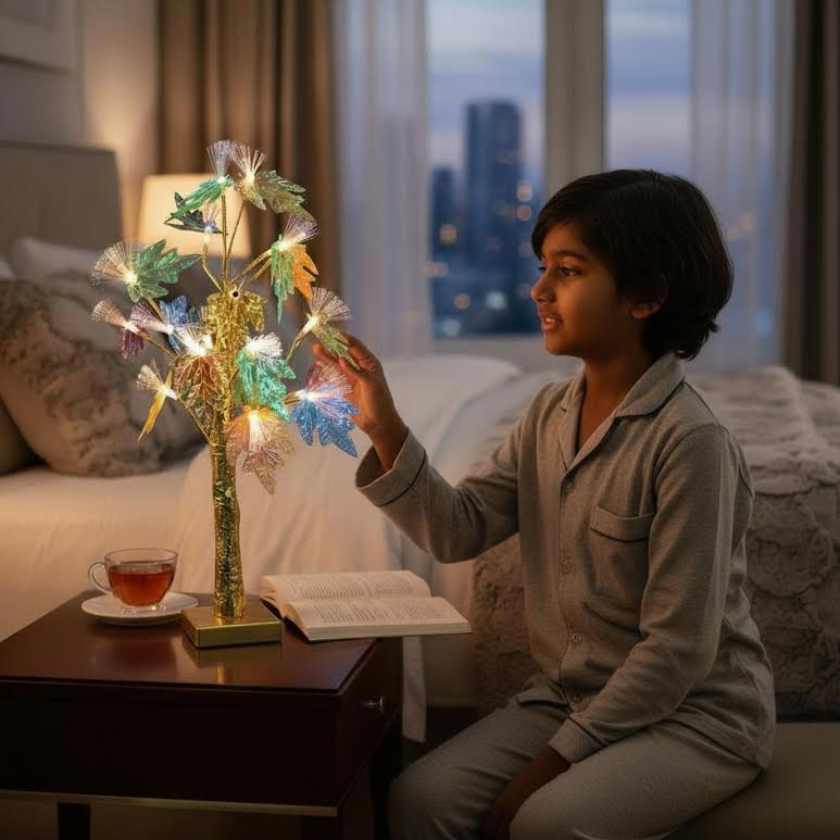 60cm LED Tree with Leaves Multicoloured