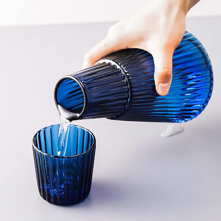 Line Design Glass Decanter Blue