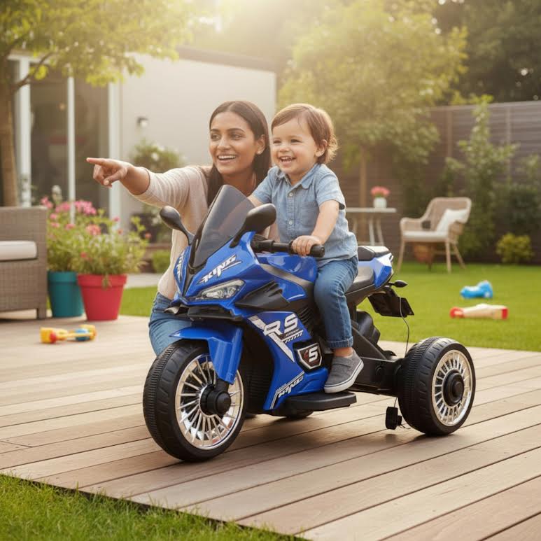 Kids Ride On Motorbike Black & Blue