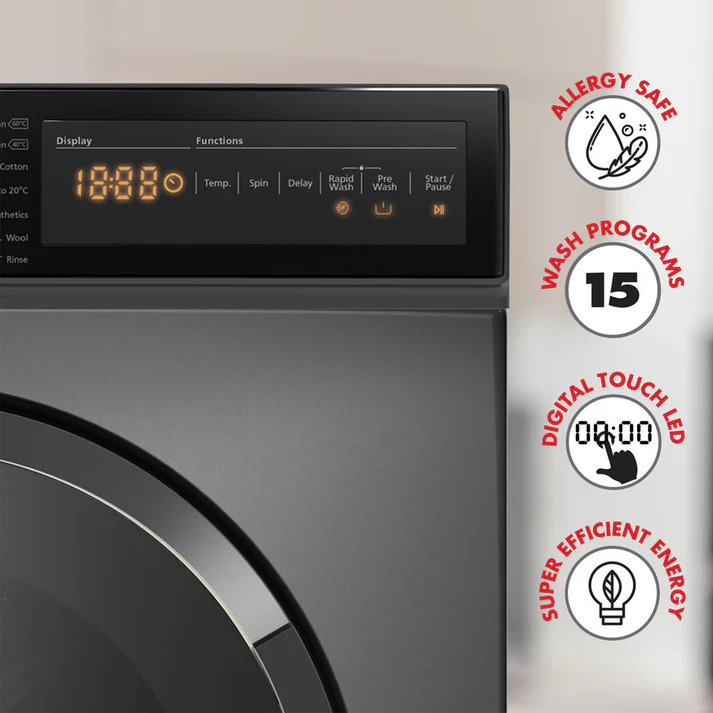 Bennett Read 7kg Eco-Touch Front Loader Washing Machine Dark Grey