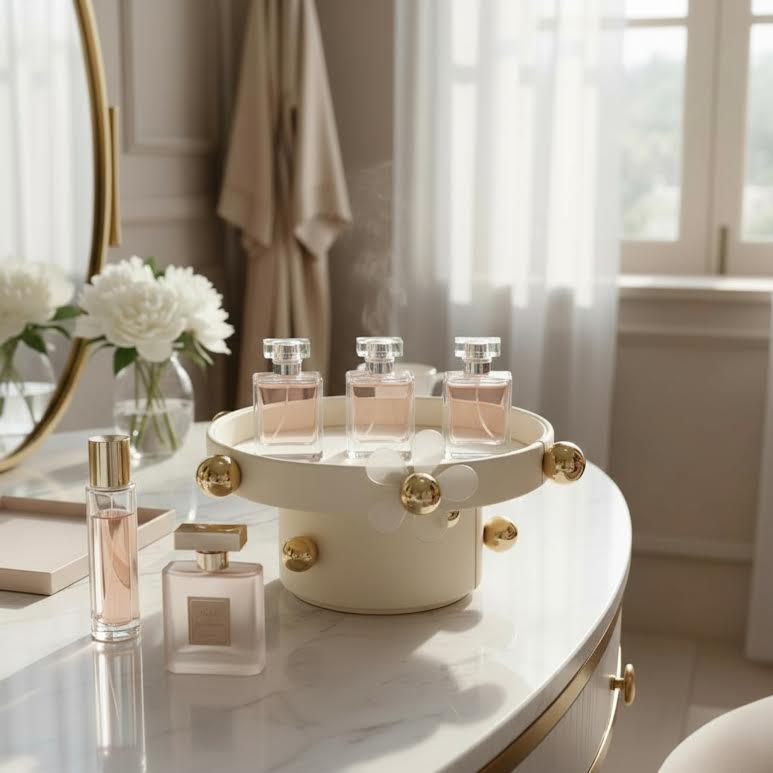 Leather Display Stand Cream