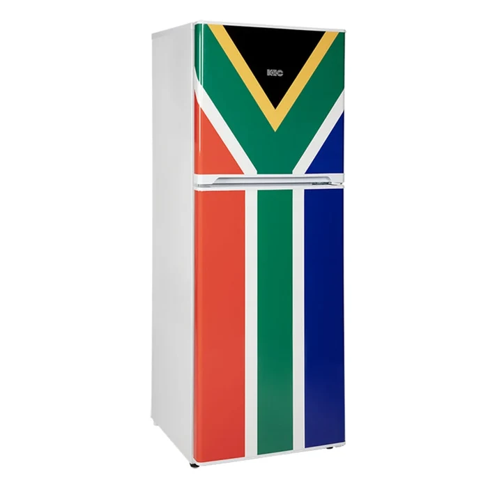 KIC 170L Top Freezer Fridge South African Flag Edition White