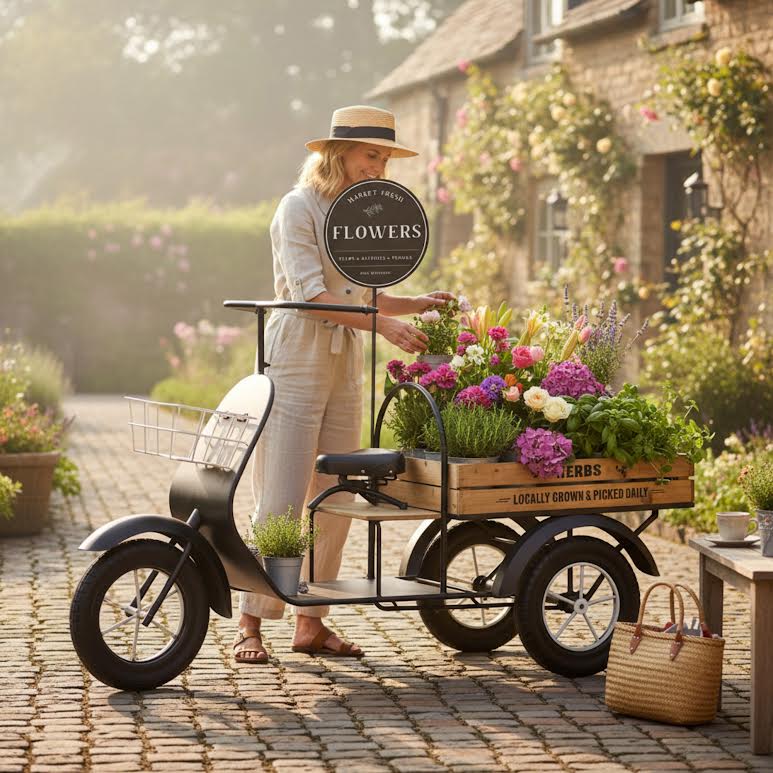 Motorcycle Shaped Planter Black