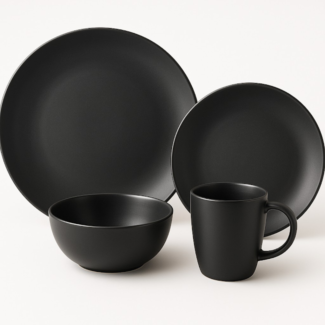 Kitchen Life 16 Piece Dinner Set Black