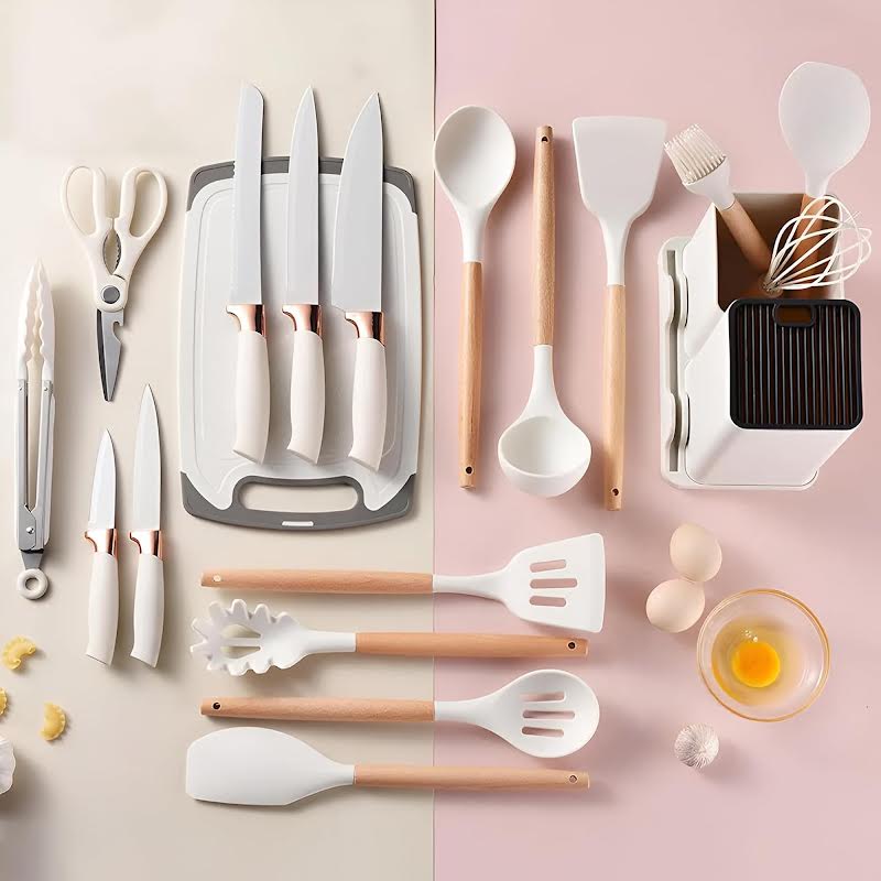 19 Piece Kitchen Utensil Set Cream