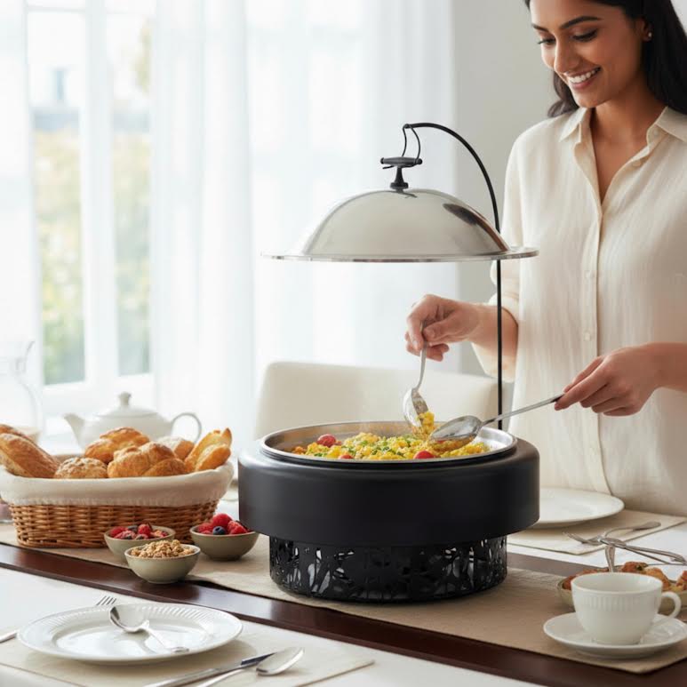 Large Chafing Dish Black & Stainless Steel