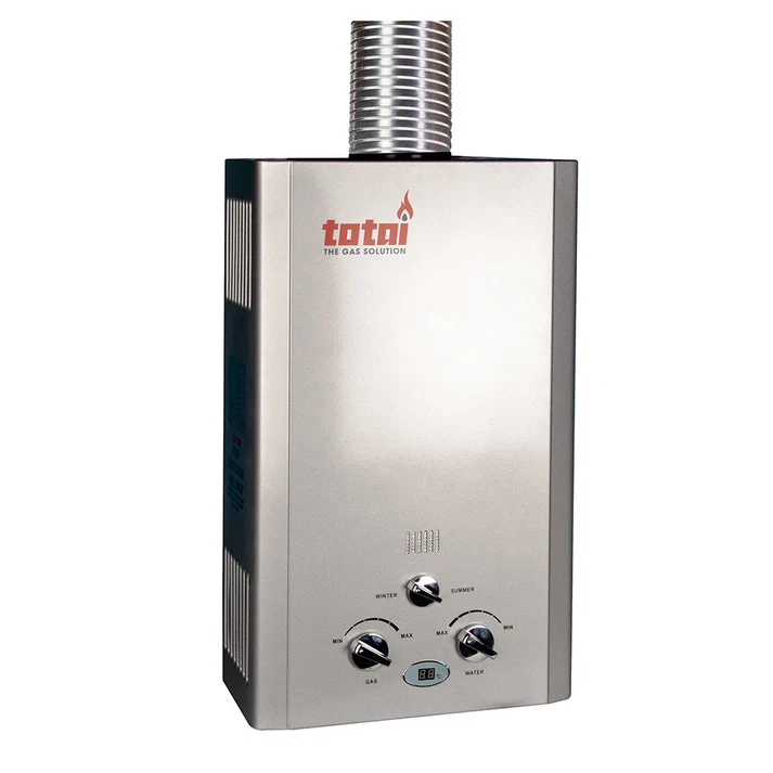 Totai 12L Battery Ignition Gas Water Heater - Low Water Pressure Silver
