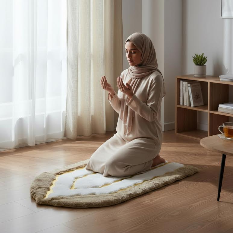 Musallah Prayer Mat Brown & White