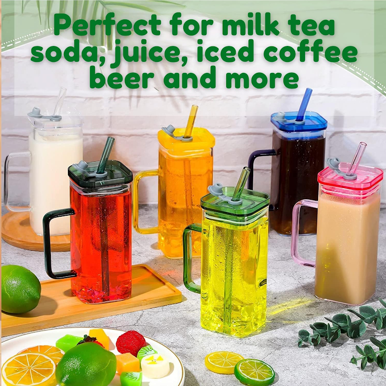 Borosilicate Glass 300ml Cup Clear & Green