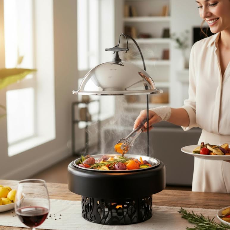 Small Chafing Dish Black & Stainless Steel