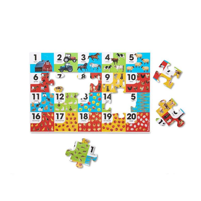 Melissa & Doug 24 Piece Farm Number Floor Puzzle Multicoloured
