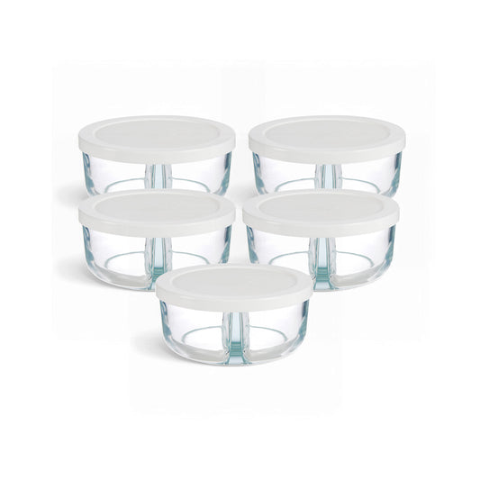 Pasabahce 5 Piece 2 Compartment Polar Storage Container Set White