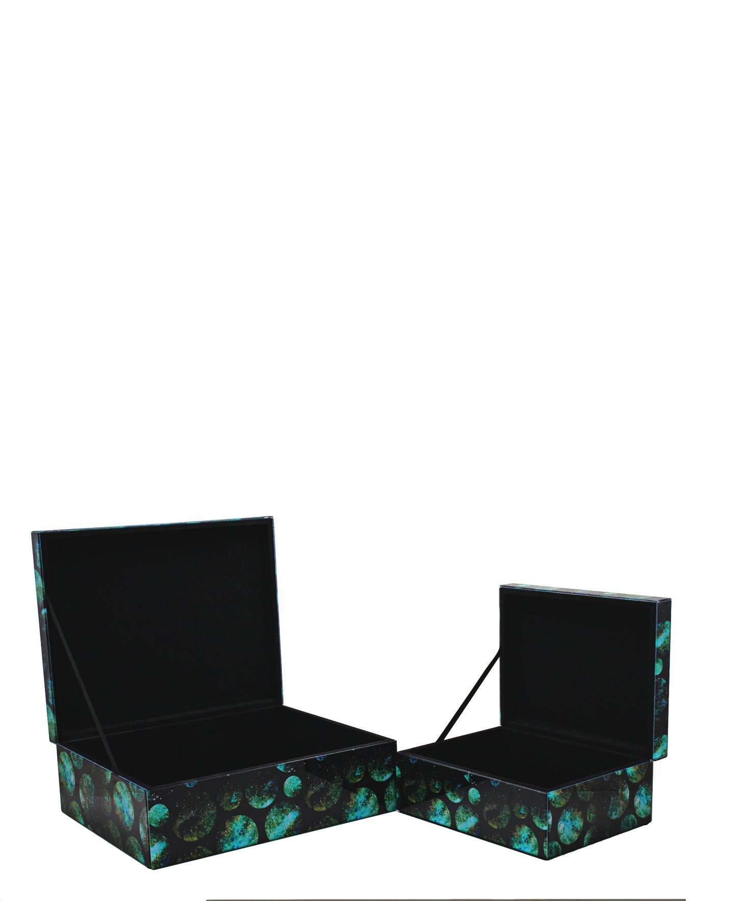 Urban Decor Glass Agate Moon Box 2 Piece - Blue & Black