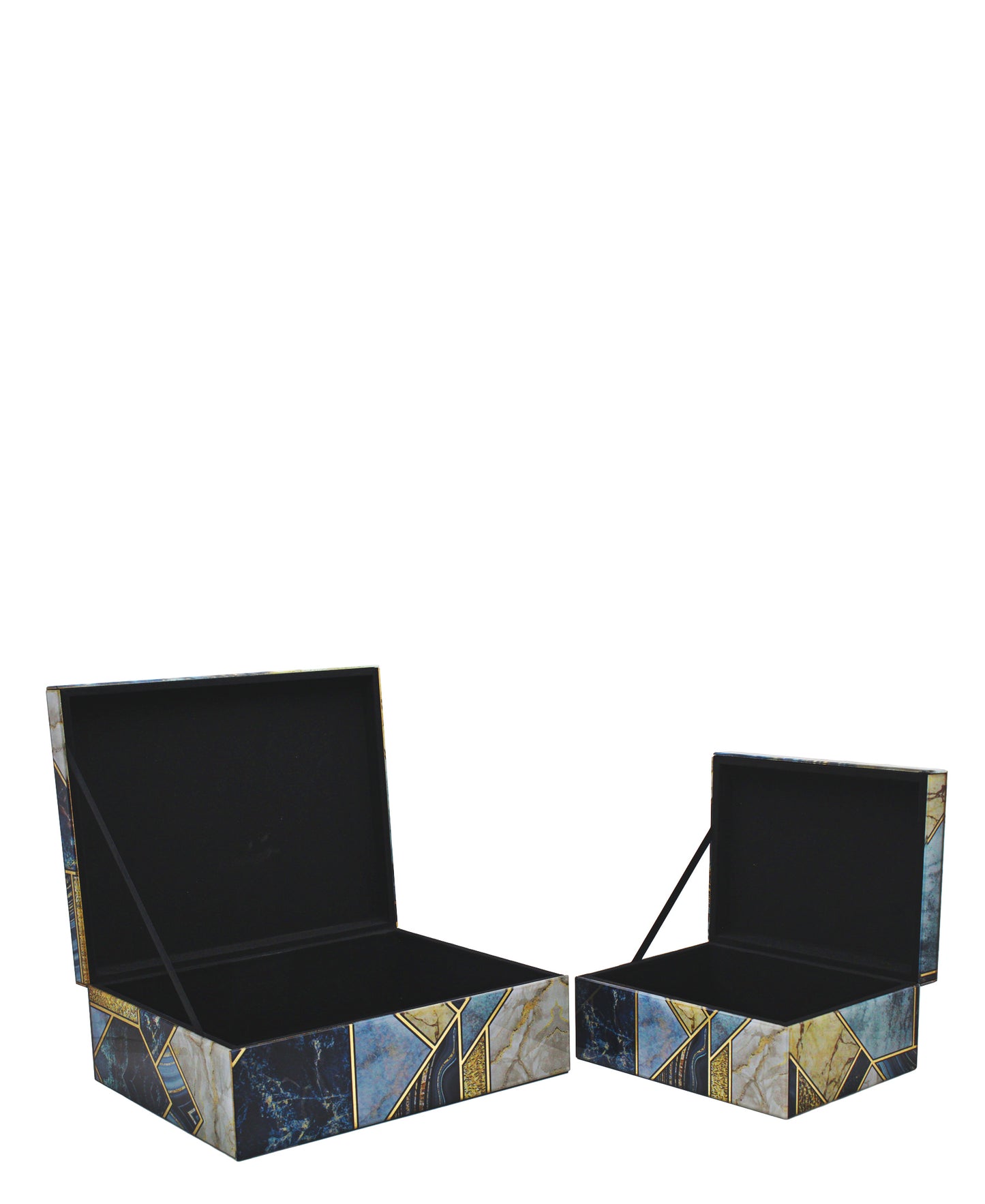 Urban Decor Glass Agate Geometric Box 2 Piece - Blue & White