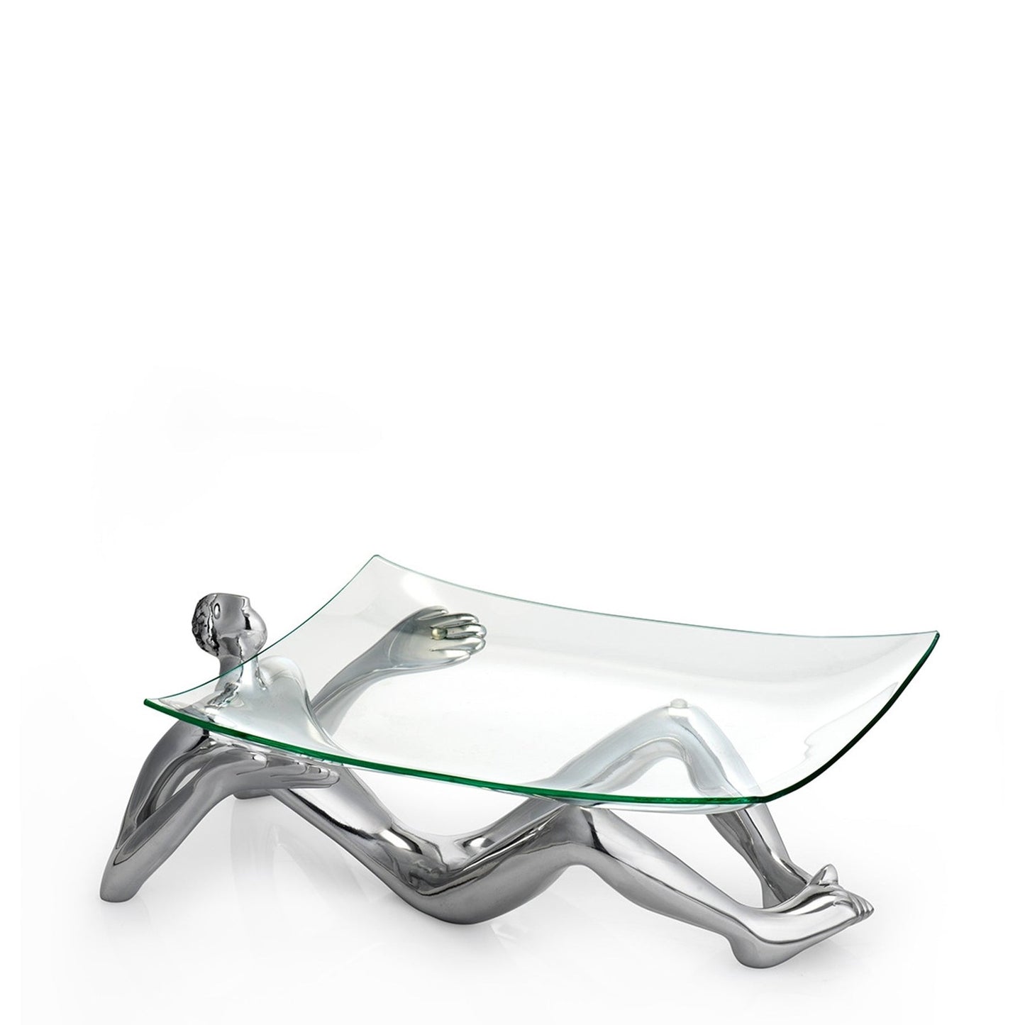 Carrol Boyes Glass Platter With Stand - Silver
