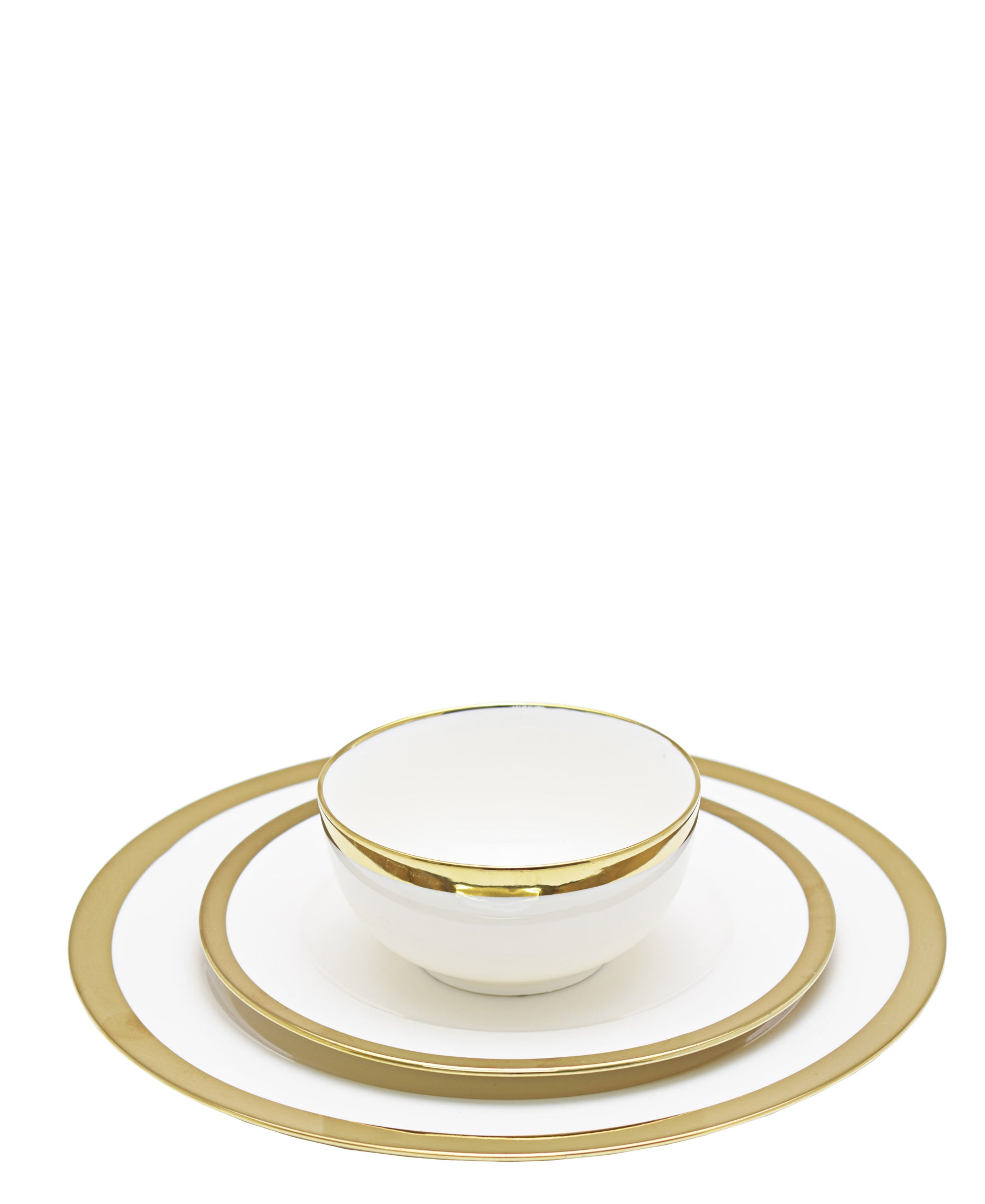 Kitchen Life Dinner 3 Piece Set White and Gold Rim The Culinarium