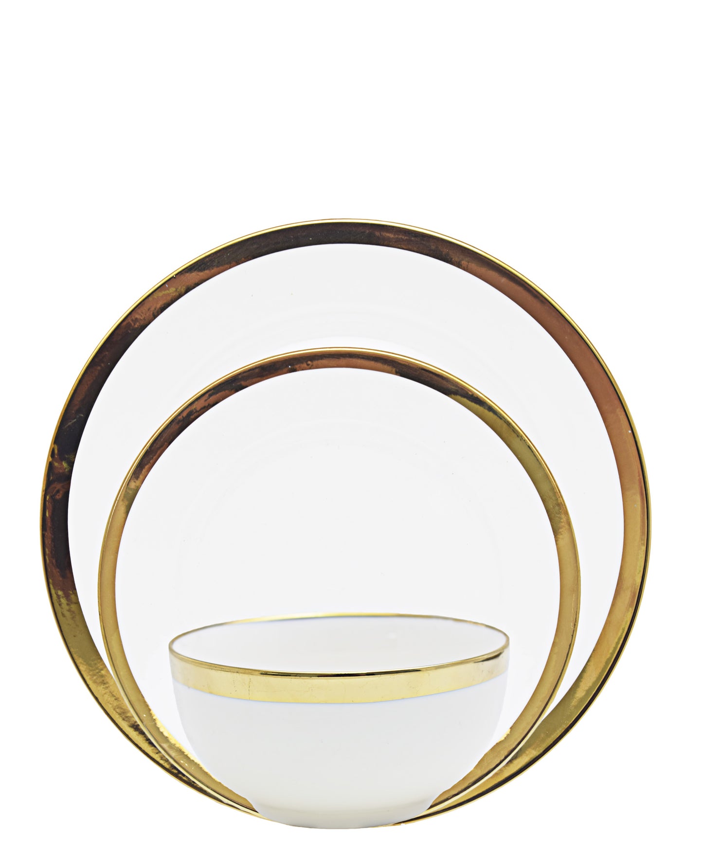 Kitchen Life Dinner 3 Piece Set - White and Gold Rim
