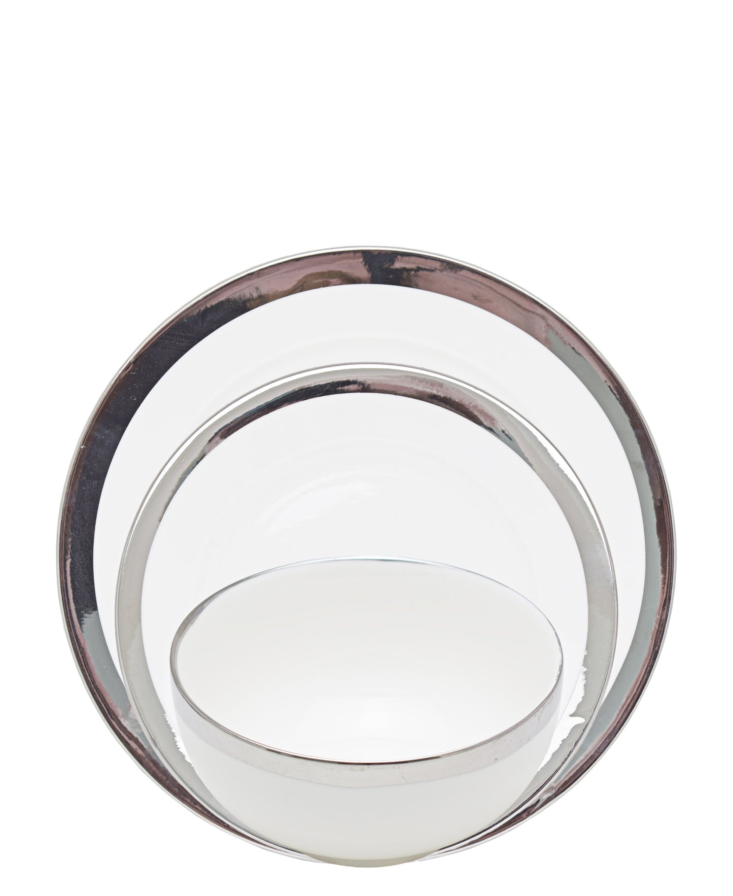 Kitchen Life Dinner 3 Piece Set - White and Silver Rim